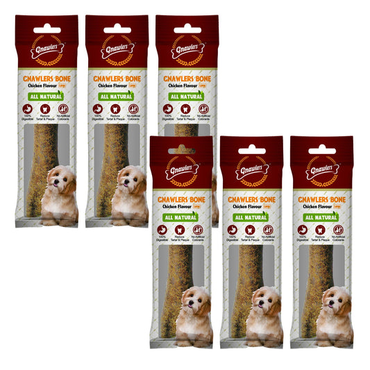 Gnawlers Chicken Bones Adult Dog Treats - 8inch (Large), Pack of 6