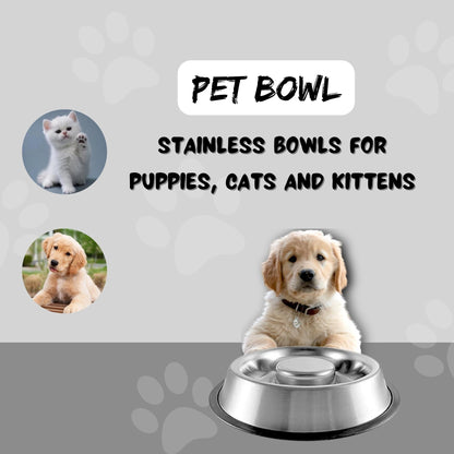 Foodie Puppies Pet Stainless Steel Slow Feeder Bowl - 175ml, Pack of 2