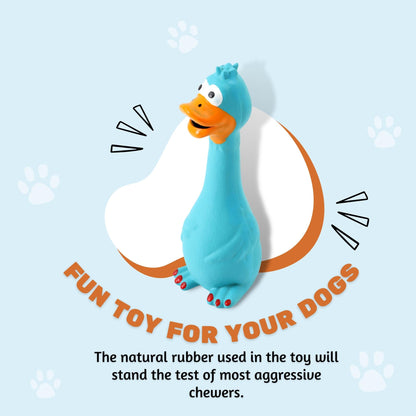 Foodie Puppies Latex Rubber Squeaky Dog Chew Toy - Blue Duck