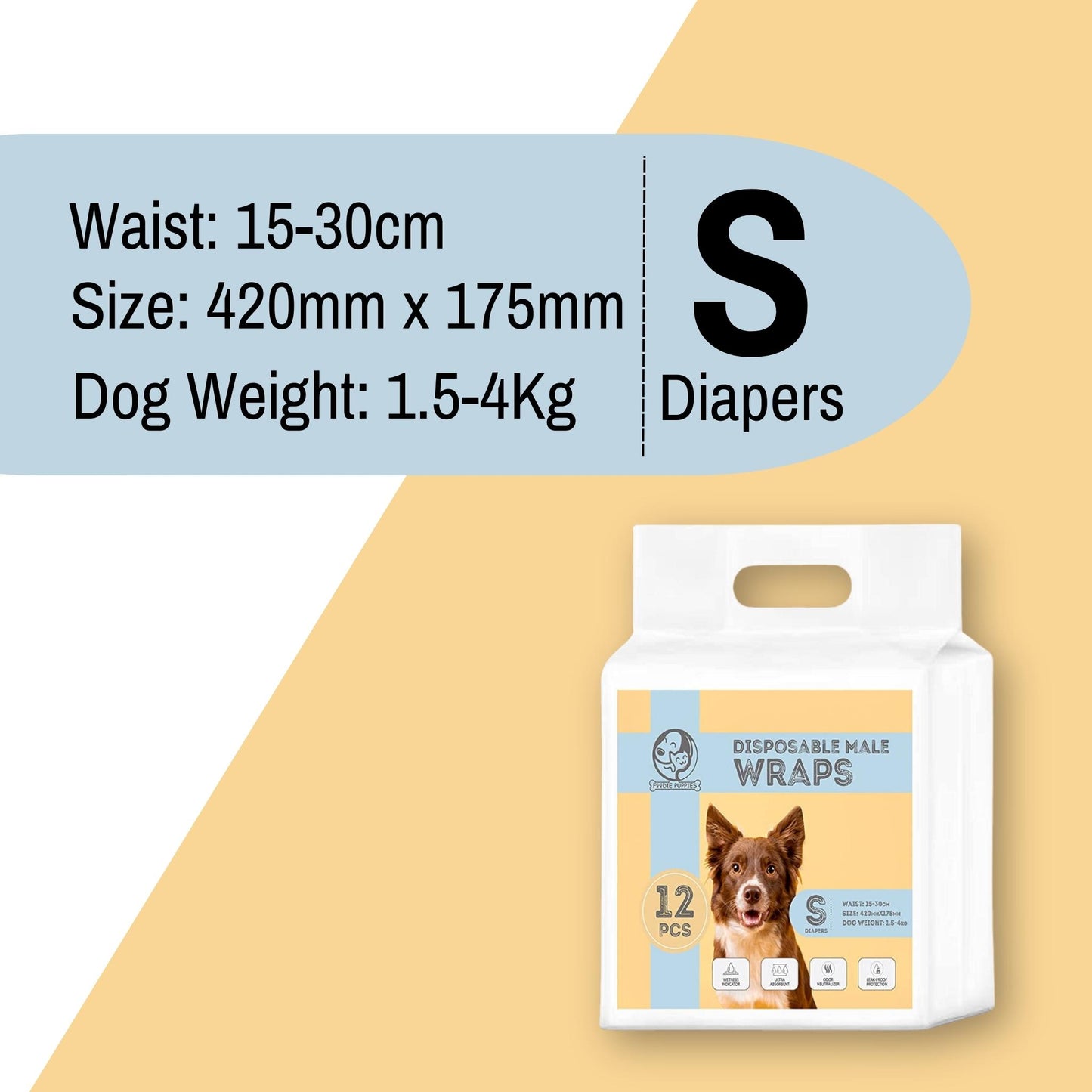 Foodie Puppies Disposable Dog Diapers for Male Dogs - Small
