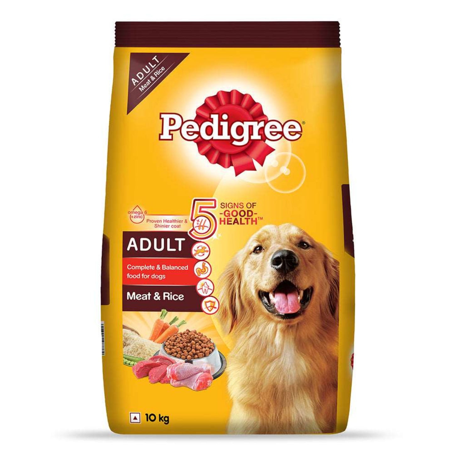 Pedigree Complete & Balanced Adult Dry Dog Food - Meat & Rice, 10Kg