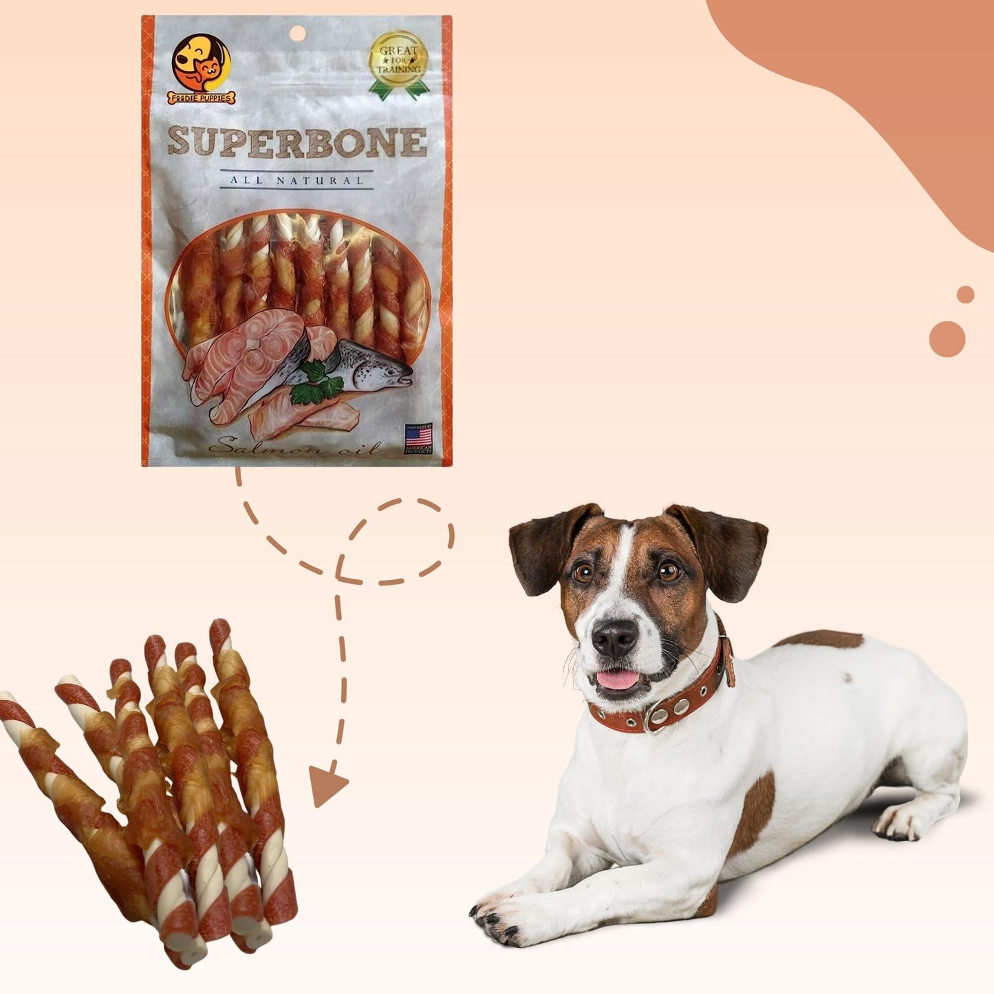 SuperBone All Natural Salmon Oil Stick Dog Treat - Pack of 2