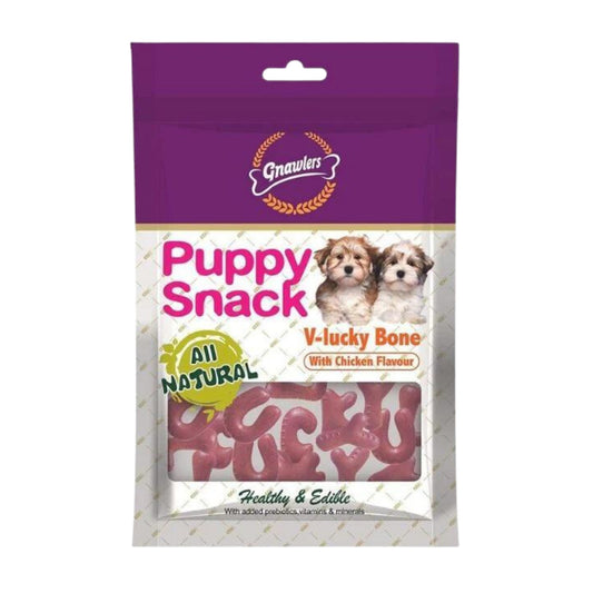Gnawlers Puppy Snacks V-Lucky Chicken Bone Treat - 270gm