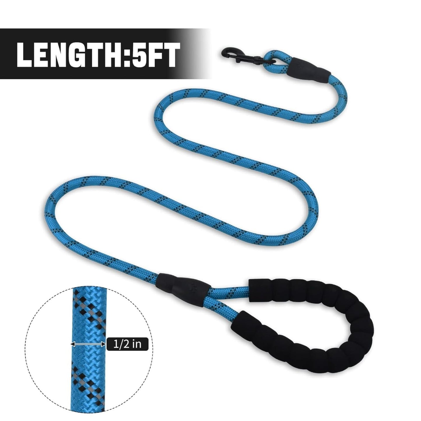 Foodie Puppies Reflective Snug Leash for Small to Medium Dogs, Sky Blue
