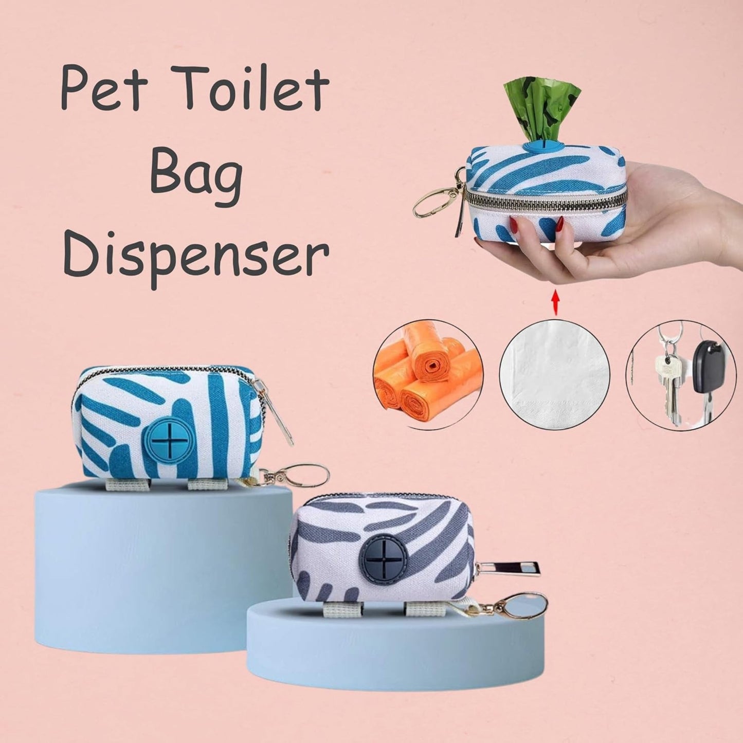 Foodie Puppies Combo of Strip Zip Bag Dispenser and 12 Poop Bag Roll