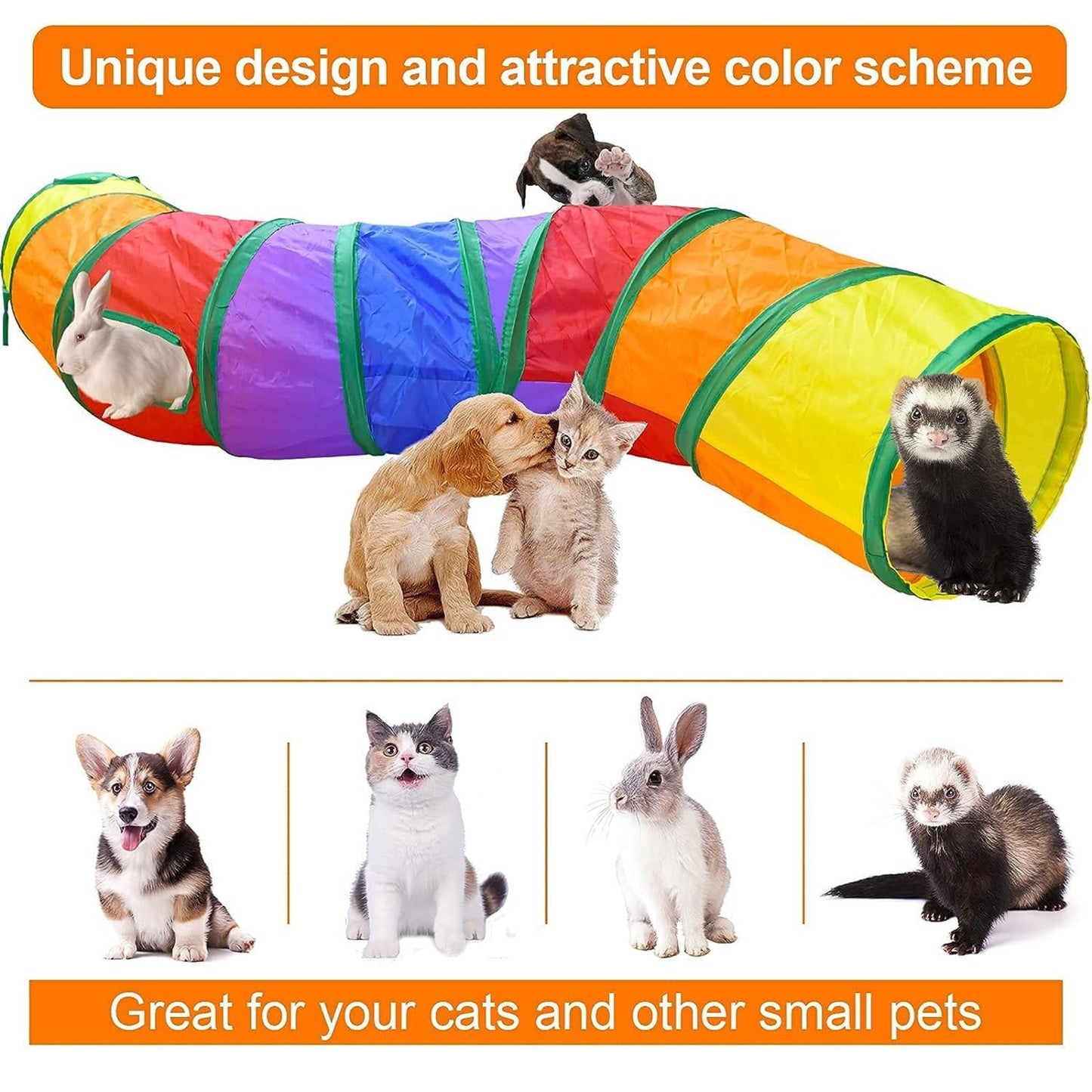 Foodie Puppies Foldable Slither Hiding Tunnel for Cat & Kitten