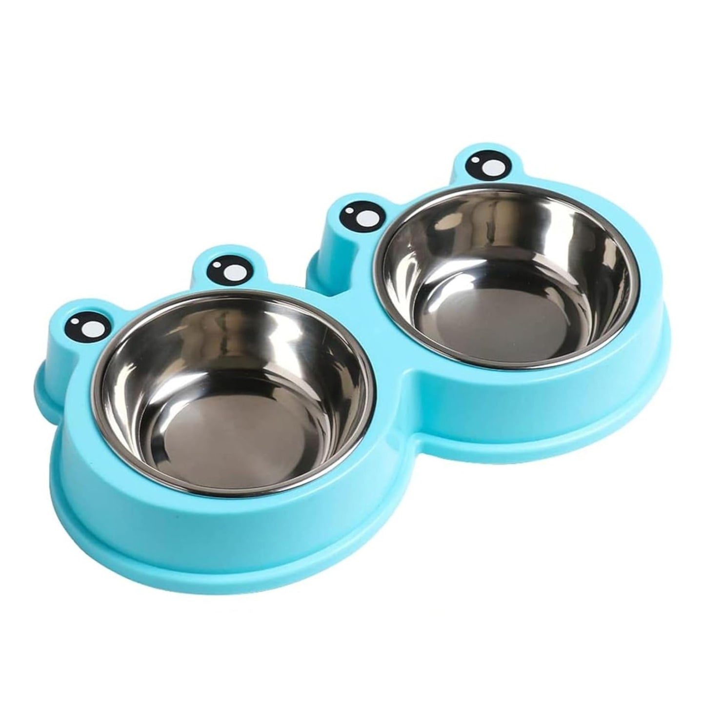 Foodie Puppies Frog Face Double Bowl for Puppies, Cats & Kittens