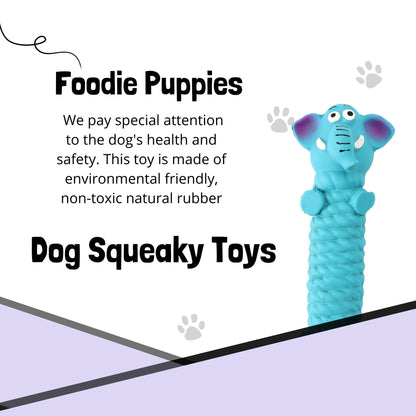 Foodie Puppies Latex Rubber Squeaky Dog Chew Toy - Blue Elephant
