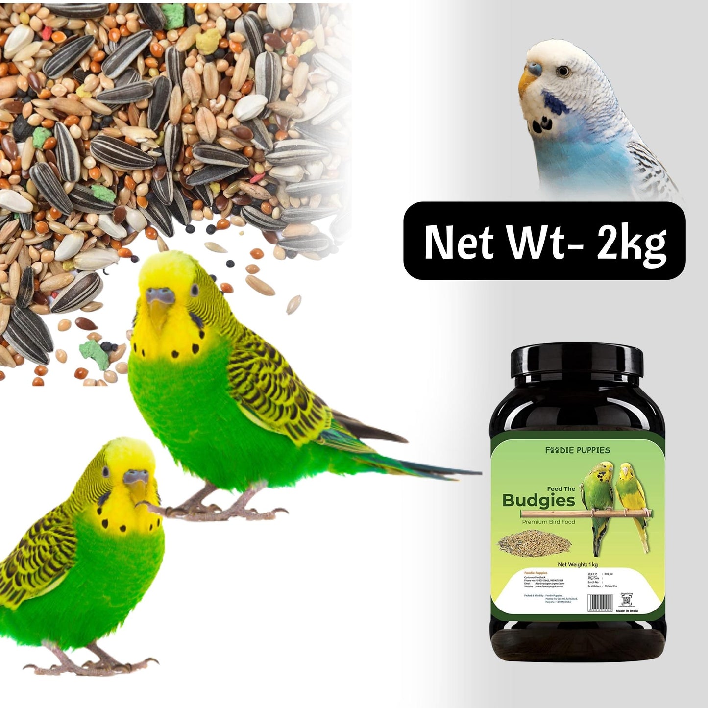 Foodie Puppies Budgie Mix Seeds - 2Kg | Suitable for All Type of Birds