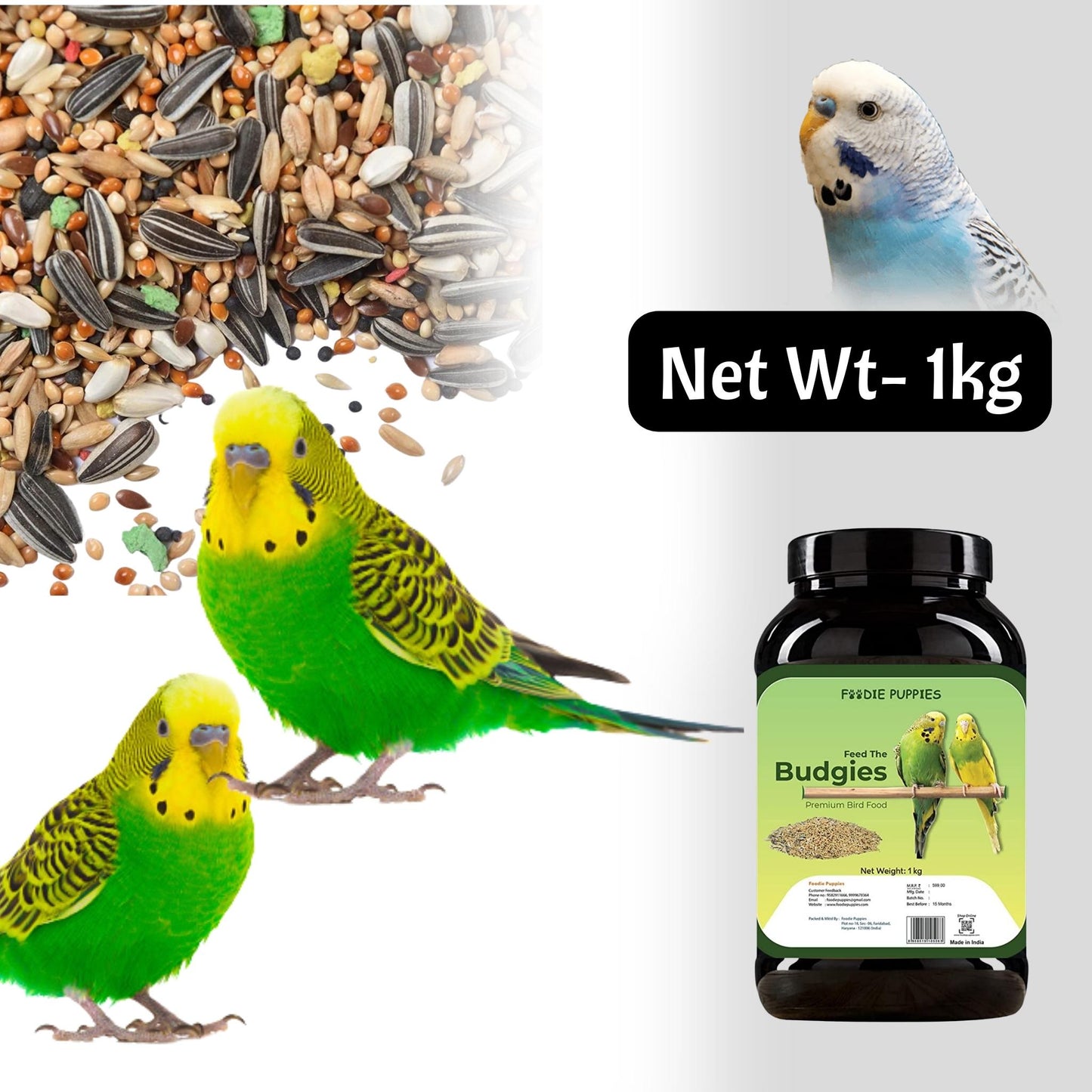 Foodie Puppies Budgie Mix Seeds - 1Kg | Suitable for All Type of Birds