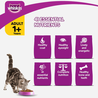 Whiskas Dry Food for Adult Cats (1+ Years), Chicken Flavor, 3Kg