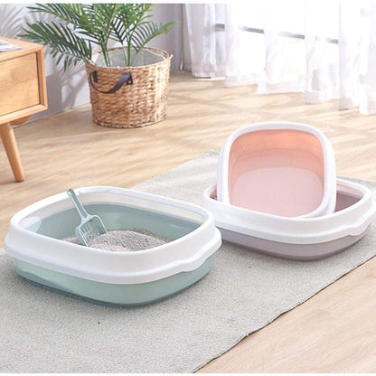 Foodie Puppies Cat Litter Tray with Rim & Scooper - Turquoise