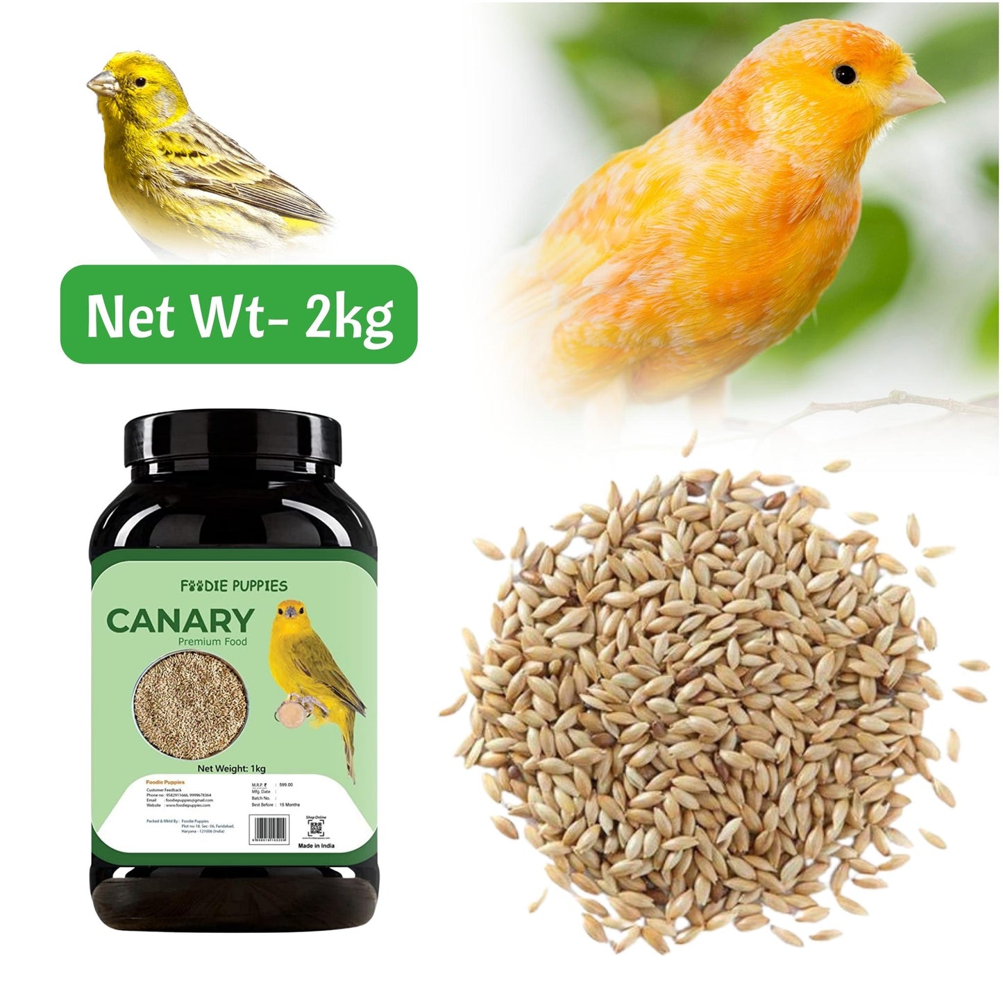 Foodie Puppies Canary Seeds - 2Kg | Suitable for All Types of Birds