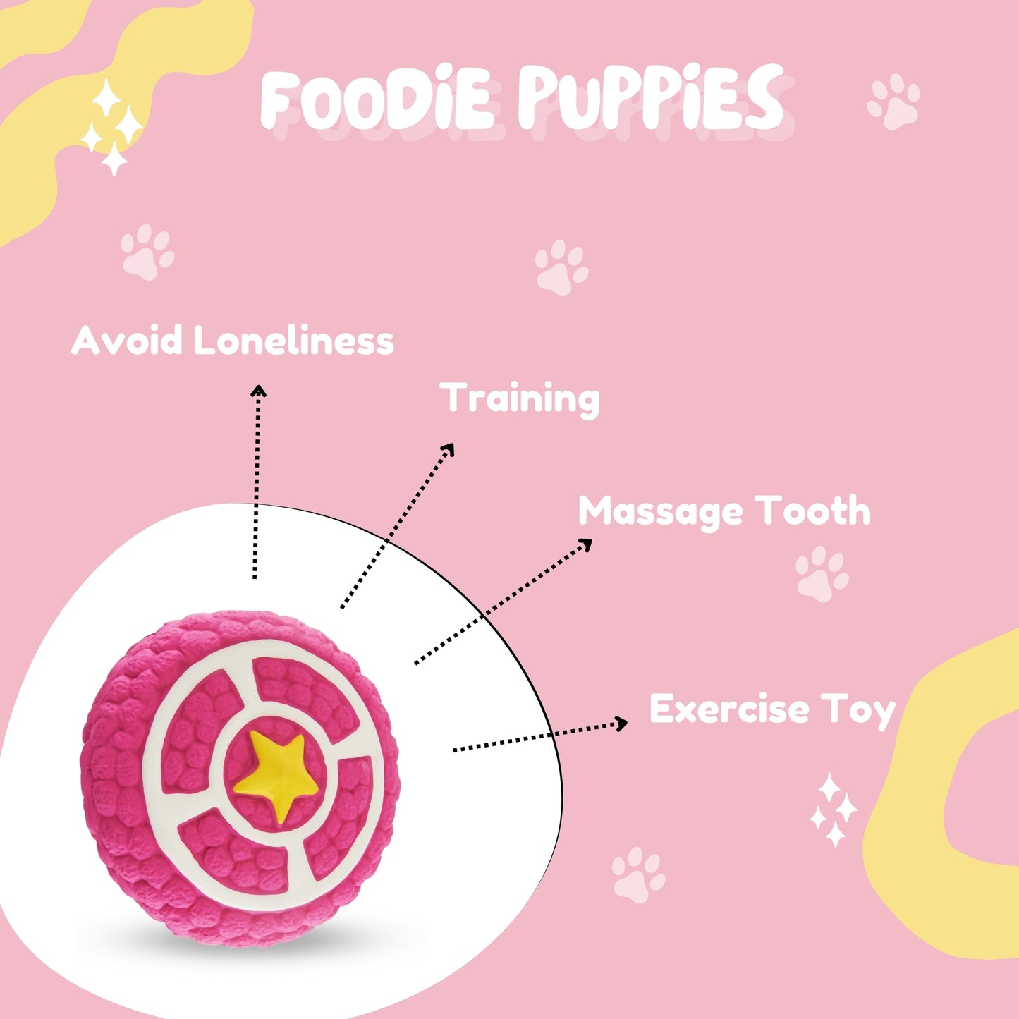 Foodie Puppies Latex Squeaky Toy for Dogs & Puppies - Pink Pie, Small