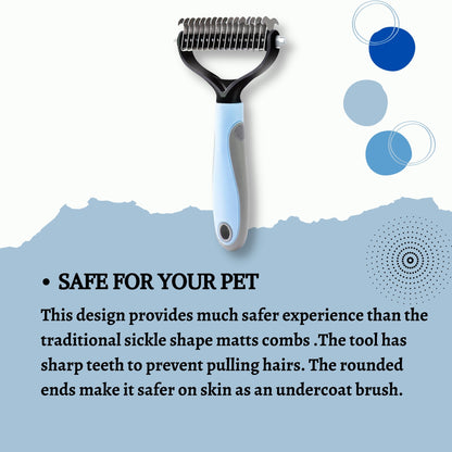 Foodie Puppies Dual-Sided Dematting Rake for Dogs & Cats - Large, Blue