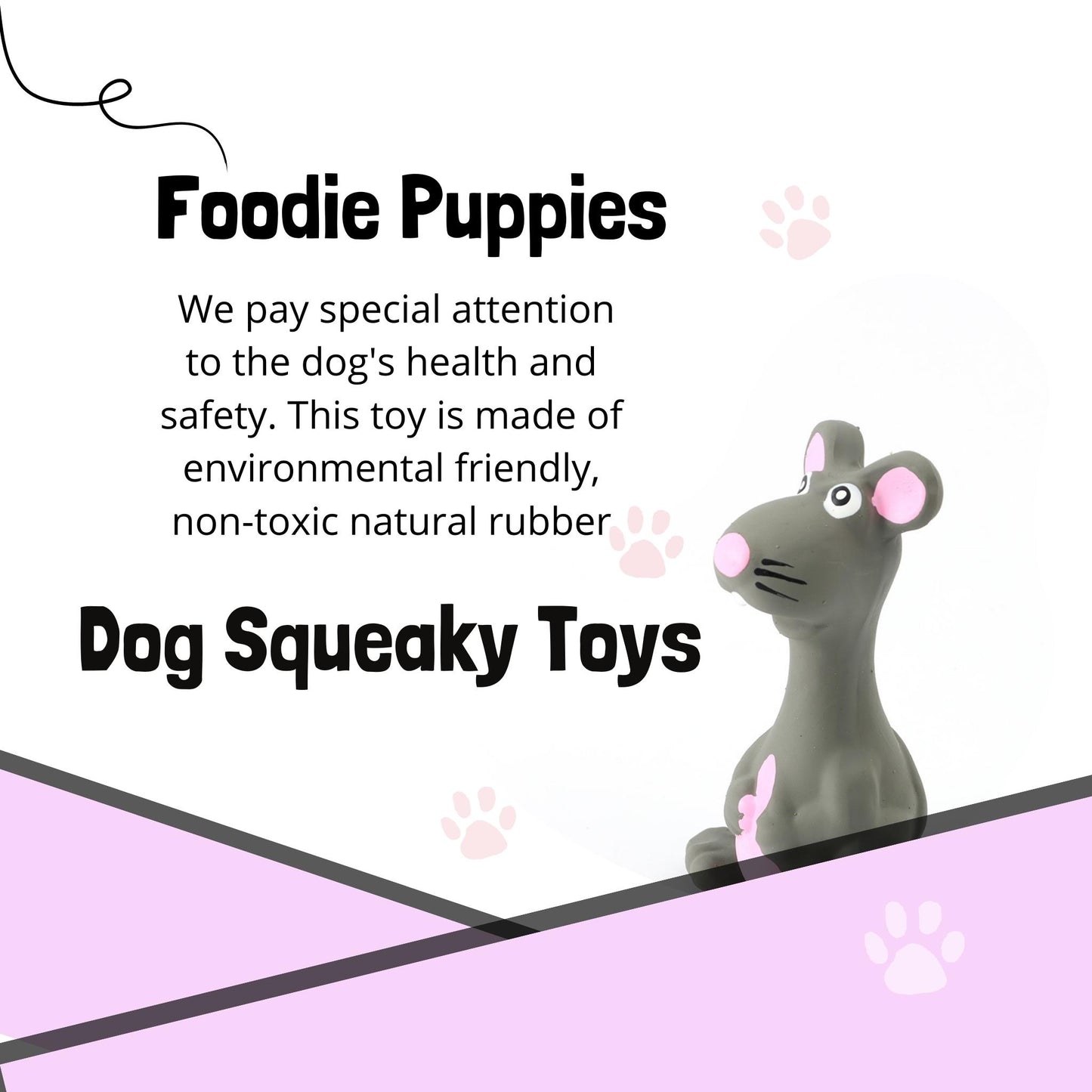 Foodie Puppies Latex Rubber Squeaky Dog Chew Toy - Grey Mouse