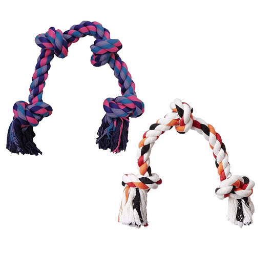 Foodie Puppies Durable 3 & 4 Knot Rope Chew Toy Combo for Dogs & Puppies