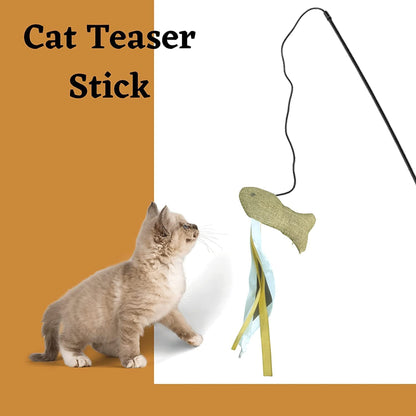 Foodie Puppies Plastic Teaser Playing Stick for Cats & Kittens