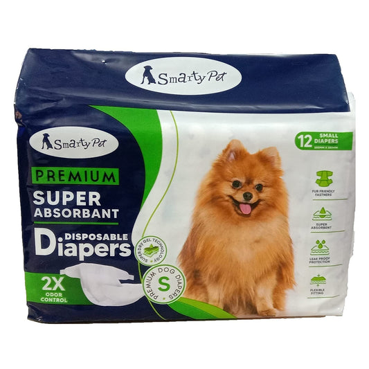 Smarty Pet Super Absorbent Disposable Diapers for Dogs (Small, 12Pc)