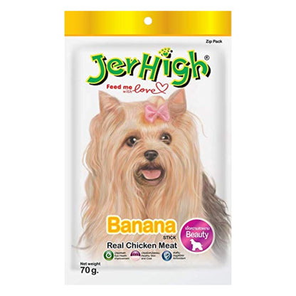 JerHigh Banana Stick Dog Treat with Real Chicken Meat - 70g