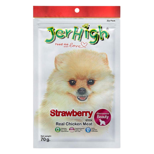 JerHigh Strawberry Stick Dog Treat with Real Chicken - 70gm