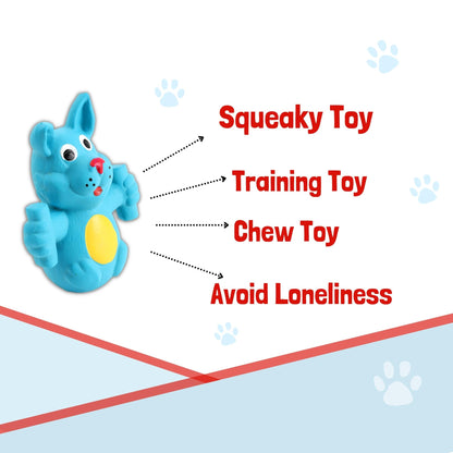 Foodie Puppies Latex Rubber Squeaky Dog Chew Toy - Blue Doggy