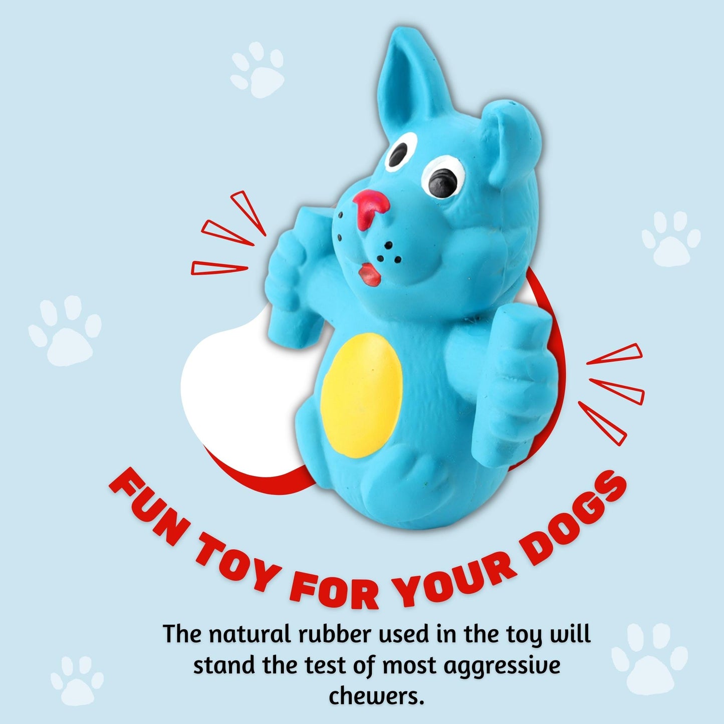 Foodie Puppies Latex Rubber Squeaky Dog Chew Toy - Blue Doggy
