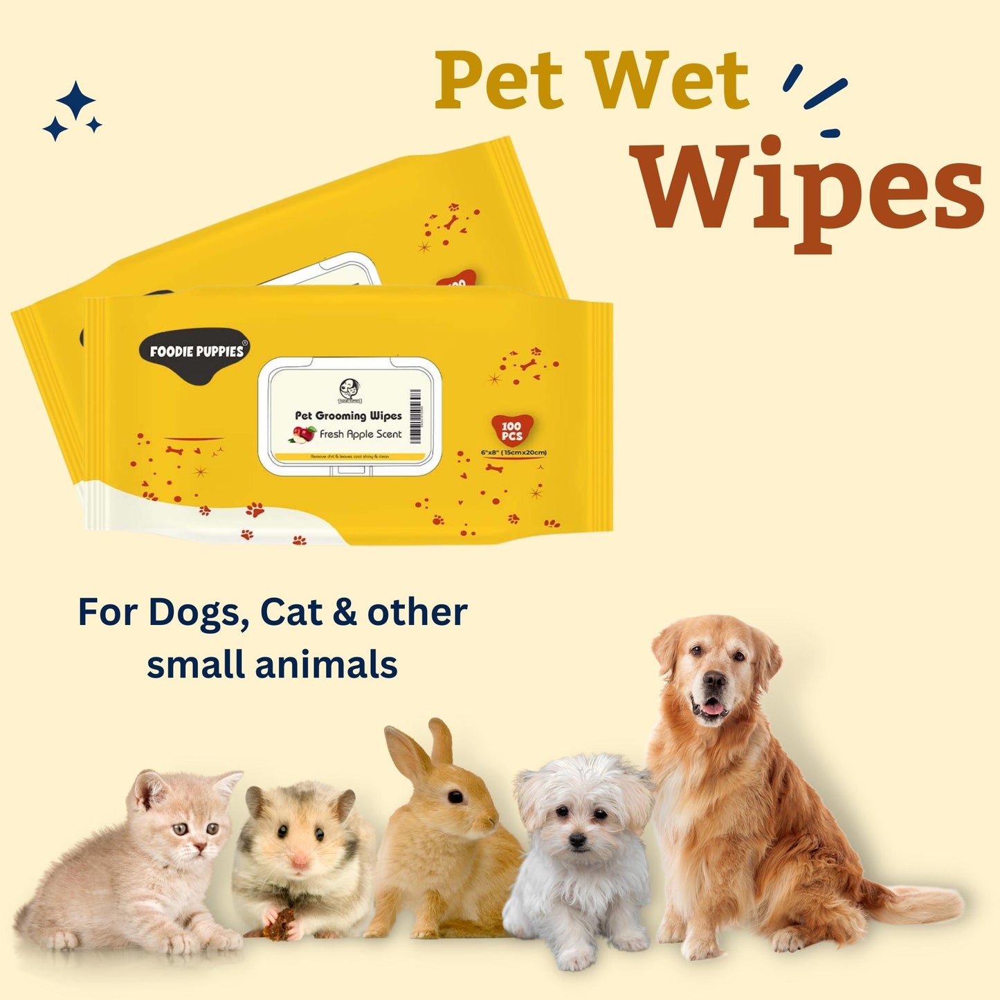 Foodie Puppies Fresh Apple Wet Wipes for Dogs & Puppies