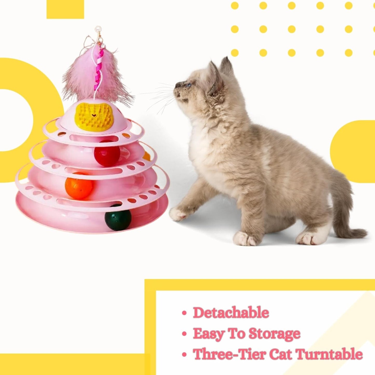 Foodie Puppies Interactive 4-Fun Tower of Track Toy for Cats & Kittens