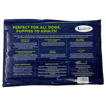 Smarty Pet Super Absorbent Disposable Diapers for Dogs (Small, 12Pc)