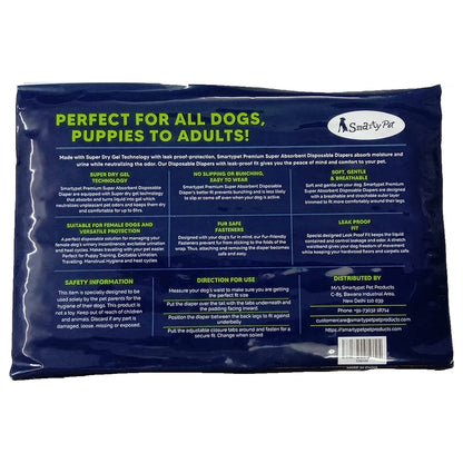 Smarty Pet Super Absorbent Disposable Diapers for Dogs (Medium, 12Pc)