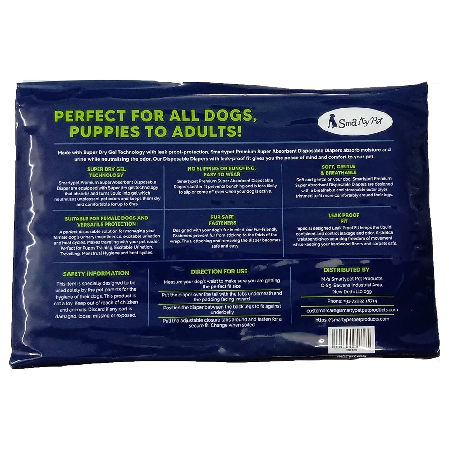 Smarty Pet Super Absorbent Disposable Diapers for Dogs (X-Large, 12Pc)