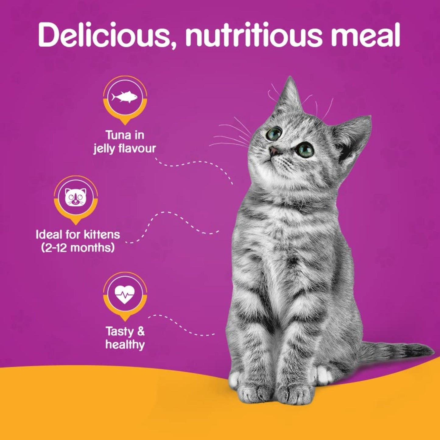 Whiskas Tuna in Jelly Wet Food for Kittens - 85gm, Pack of 24
