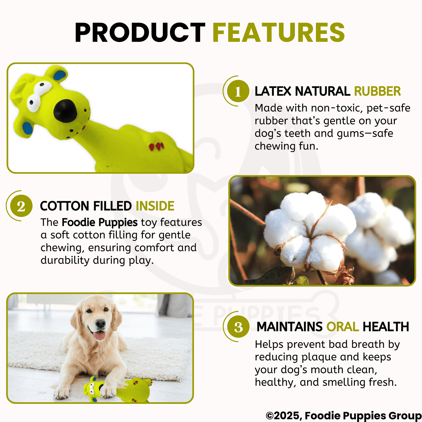 Dog Latex Green Dog Squeaky Chew Toy for Small Dogs and Puppies