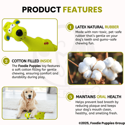 Dog Latex Green Dog Squeaky Chew Toy for Small Dogs and Puppies