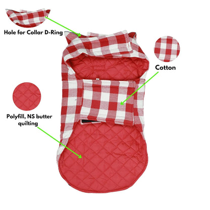 Foodie Puppies Winter Reflector Red-White Jacket for Small to Medium Dog - 20inch