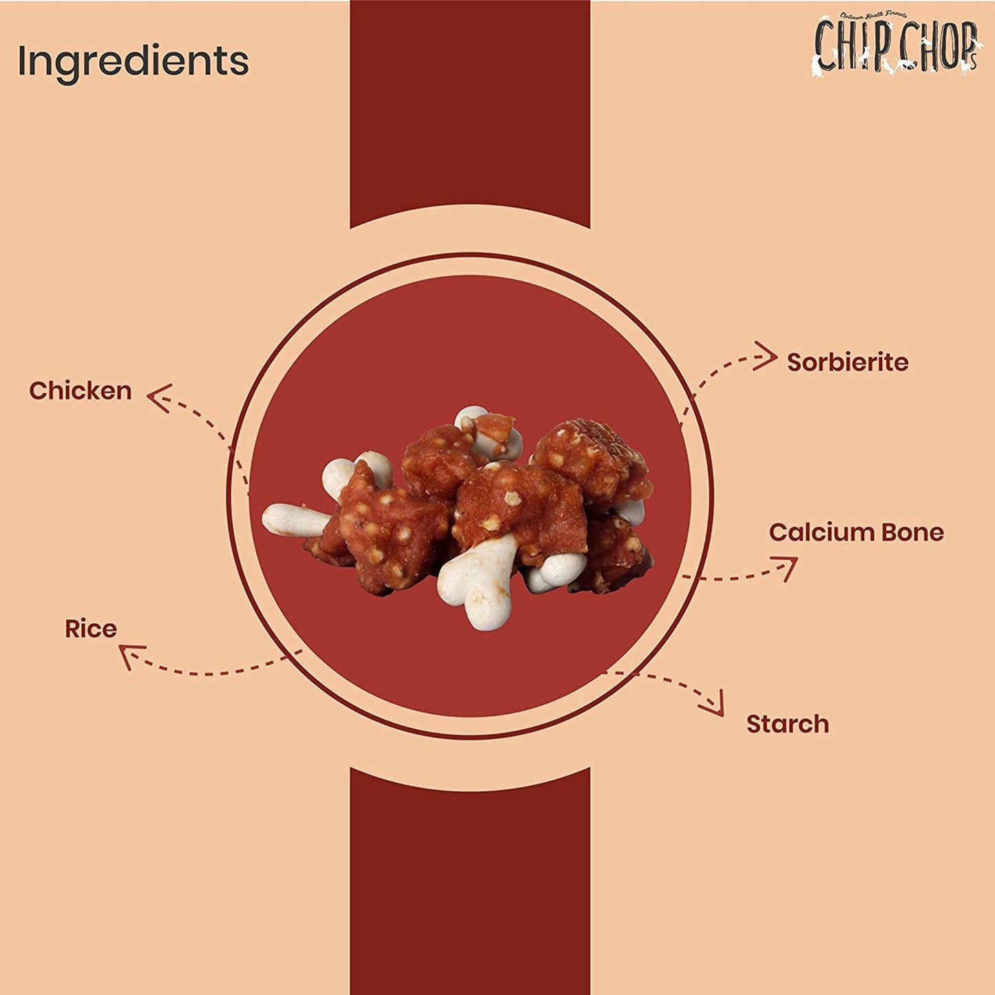 Chip Chops Dog Treats - Chicken & Calcium Bone (70gm, Pack of 12)