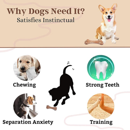 Foodie Puppies Tough Chew Toy for Medium & Large Dog (Wood Fiber Bone)