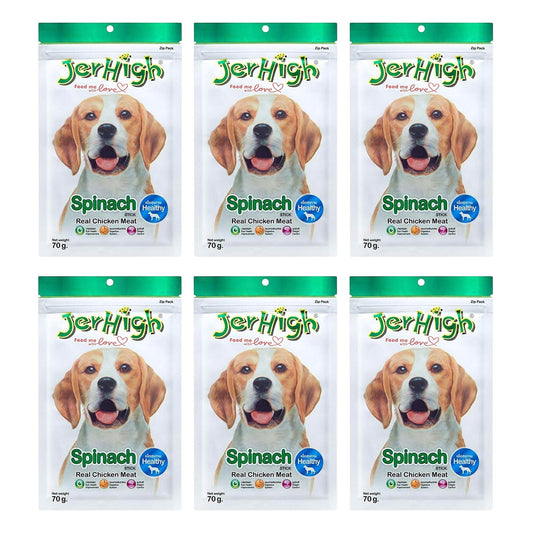JerHigh Spinach Sticks Dog Treat with Real Chicken - 70gm, Pack of 6