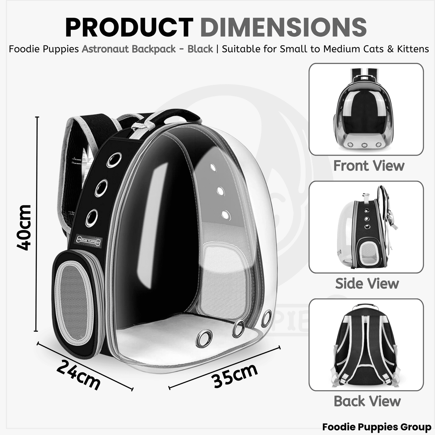 Transparent Travel Backpack for Puppies & Cats (Black)