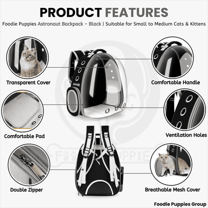 Transparent Travel Backpack for Puppies & Cats (Black)