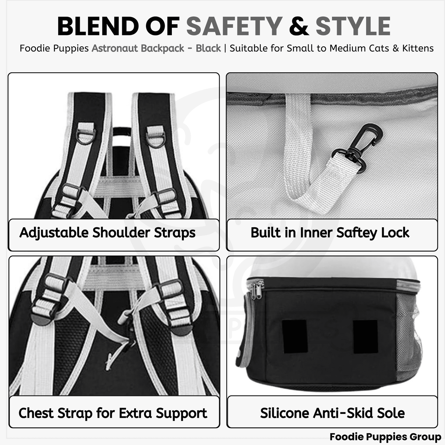 Transparent Travel Backpack for Puppies & Cats (Black)