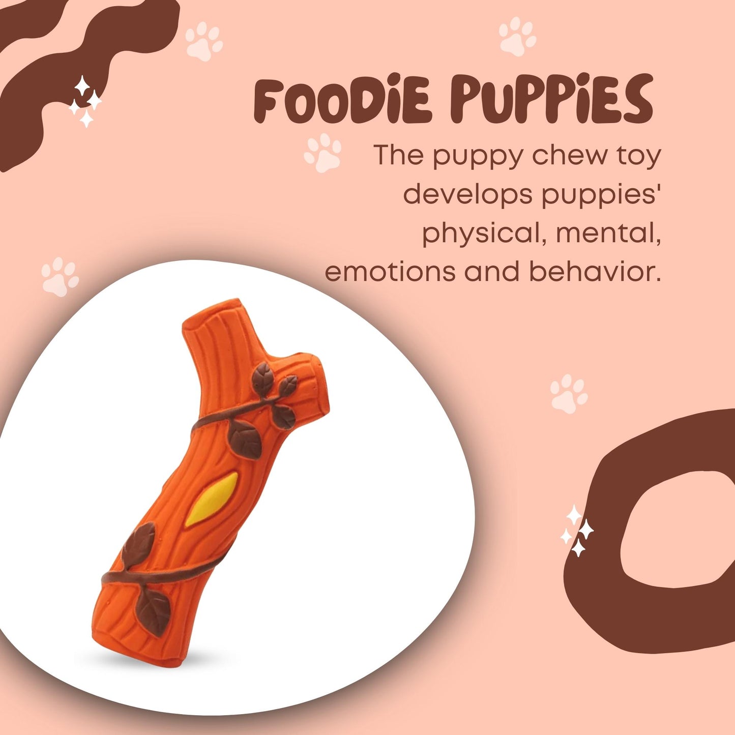 Foodie Puppies Latex Squeaky Toy for Dogs & Puppies - Branch, Small