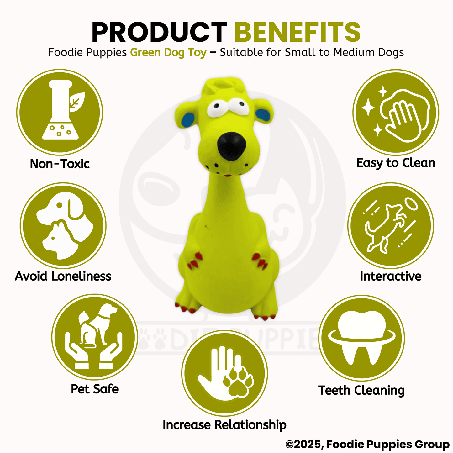 Dog Latex Green Dog Squeaky Chew Toy for Small Dogs and Puppies