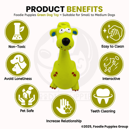 Dog Latex Green Dog Squeaky Chew Toy for Small Dogs and Puppies