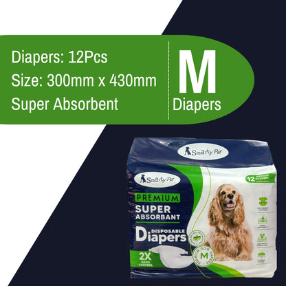 Smarty Pet Super Absorbent Disposable Diapers for Dogs (Medium, 12Pc)