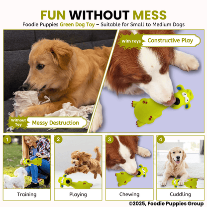 Dog Latex Green Dog Squeaky Chew Toy for Small Dogs and Puppies