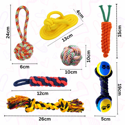 Foodie Puppies Durable Rope Chew Toy for Dogs & Puppies (Combo of 7)
