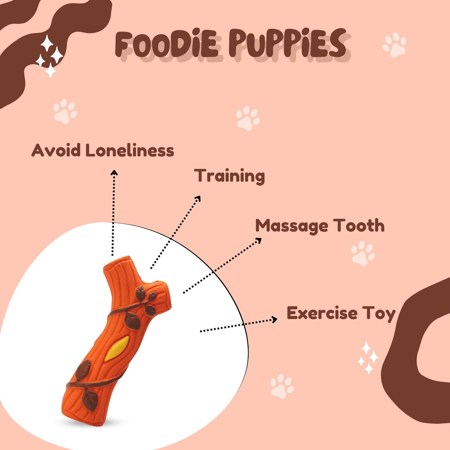 Foodie Puppies Latex Squeaky Toy for Dogs & Puppies - Branch, Small