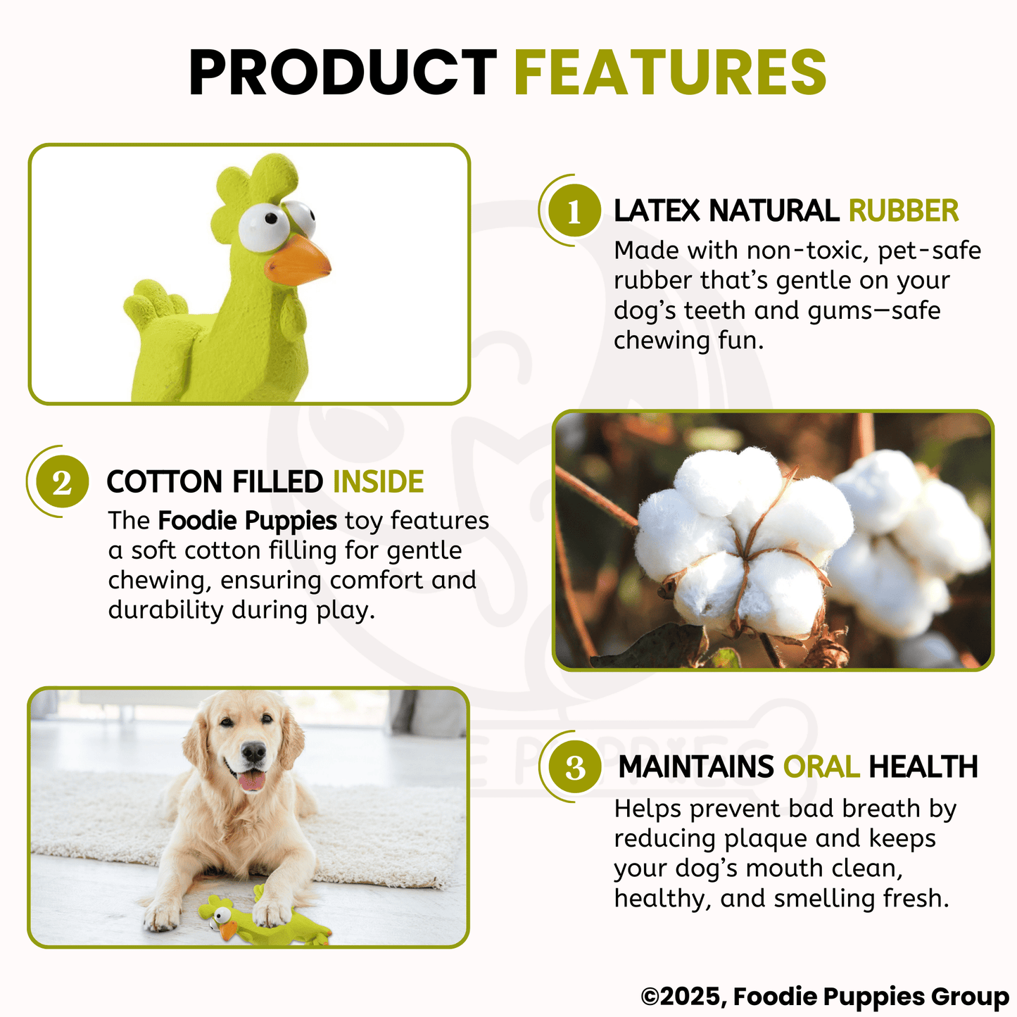 Dog Latex Green Googly Rooster Squeaky Chew Toy for Small Dogs and Puppies